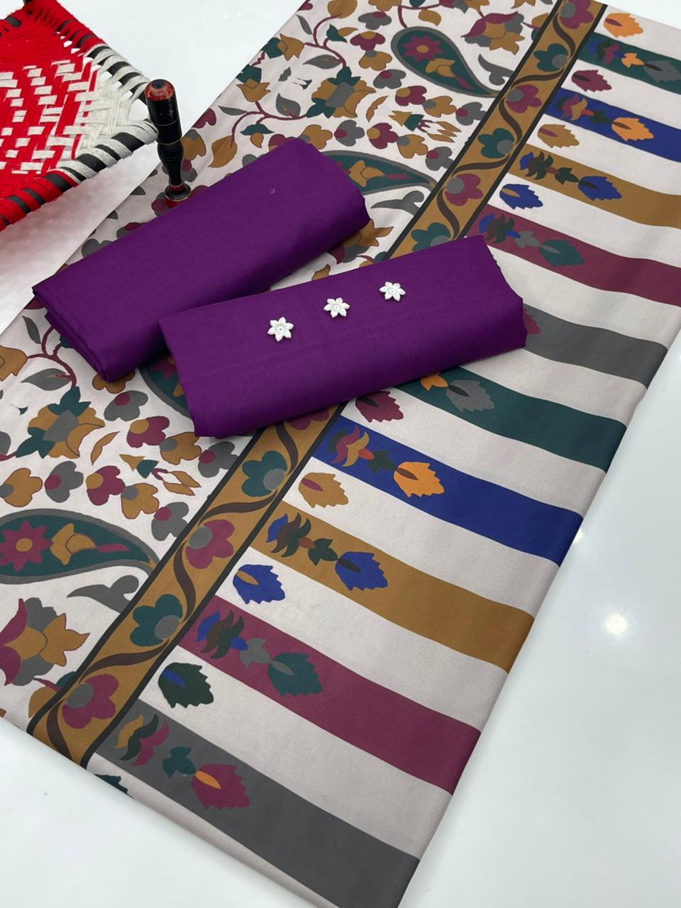 Elegant 3PC Swiss Lawn & Cotton Suit