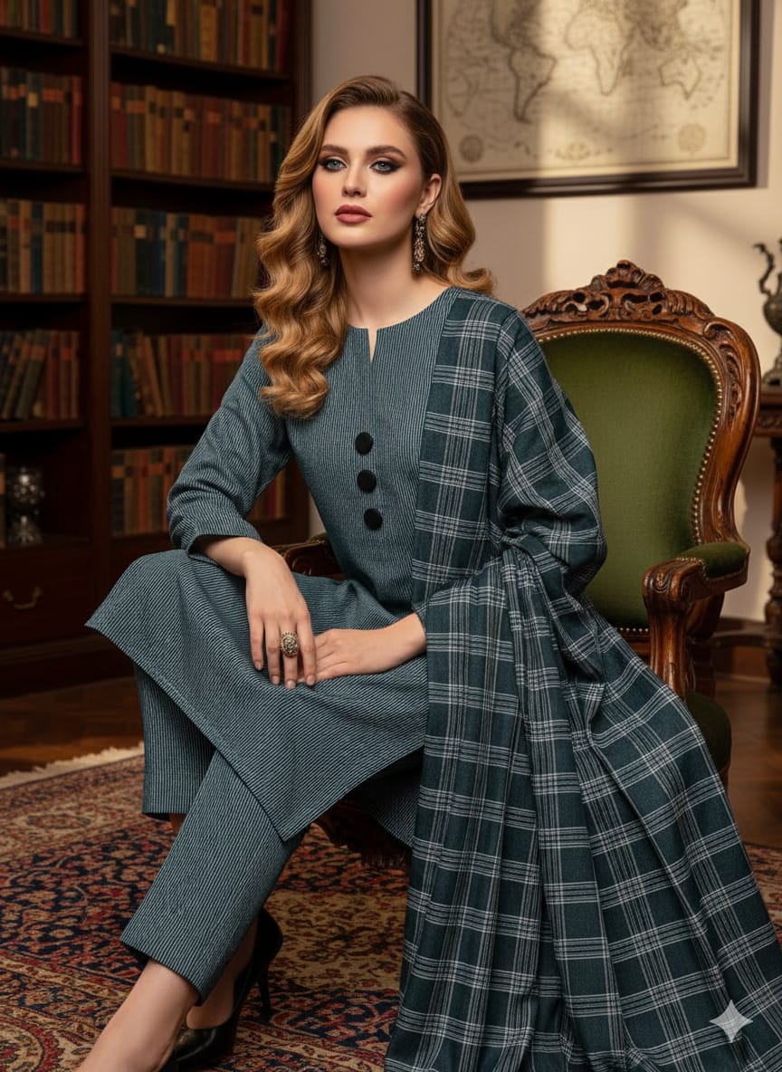 3PCS Premium Lawn Khaddi Suit