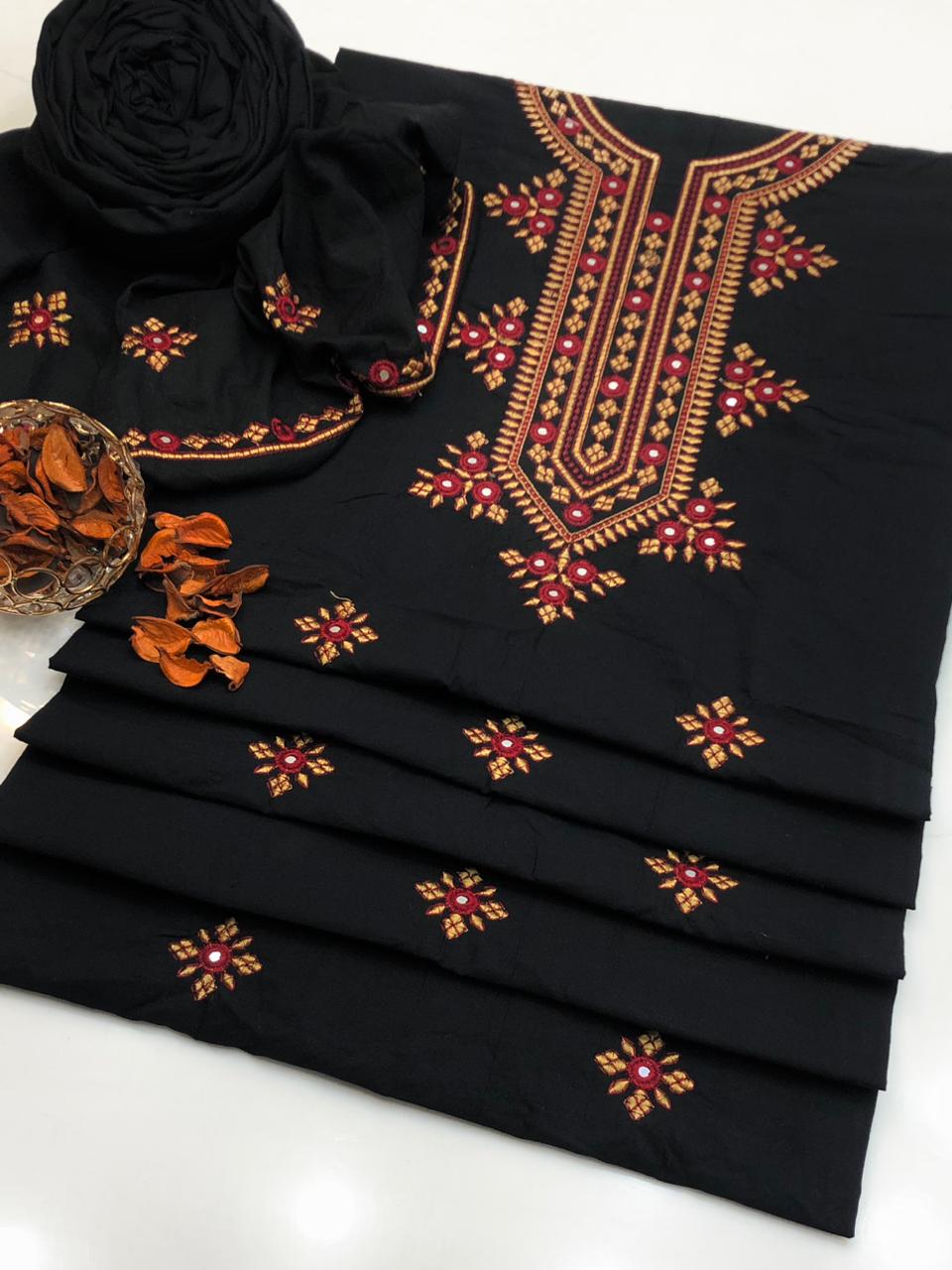 2PC Cotton Suit with Balochi Gala Embroidery – 9mm Sequence Work