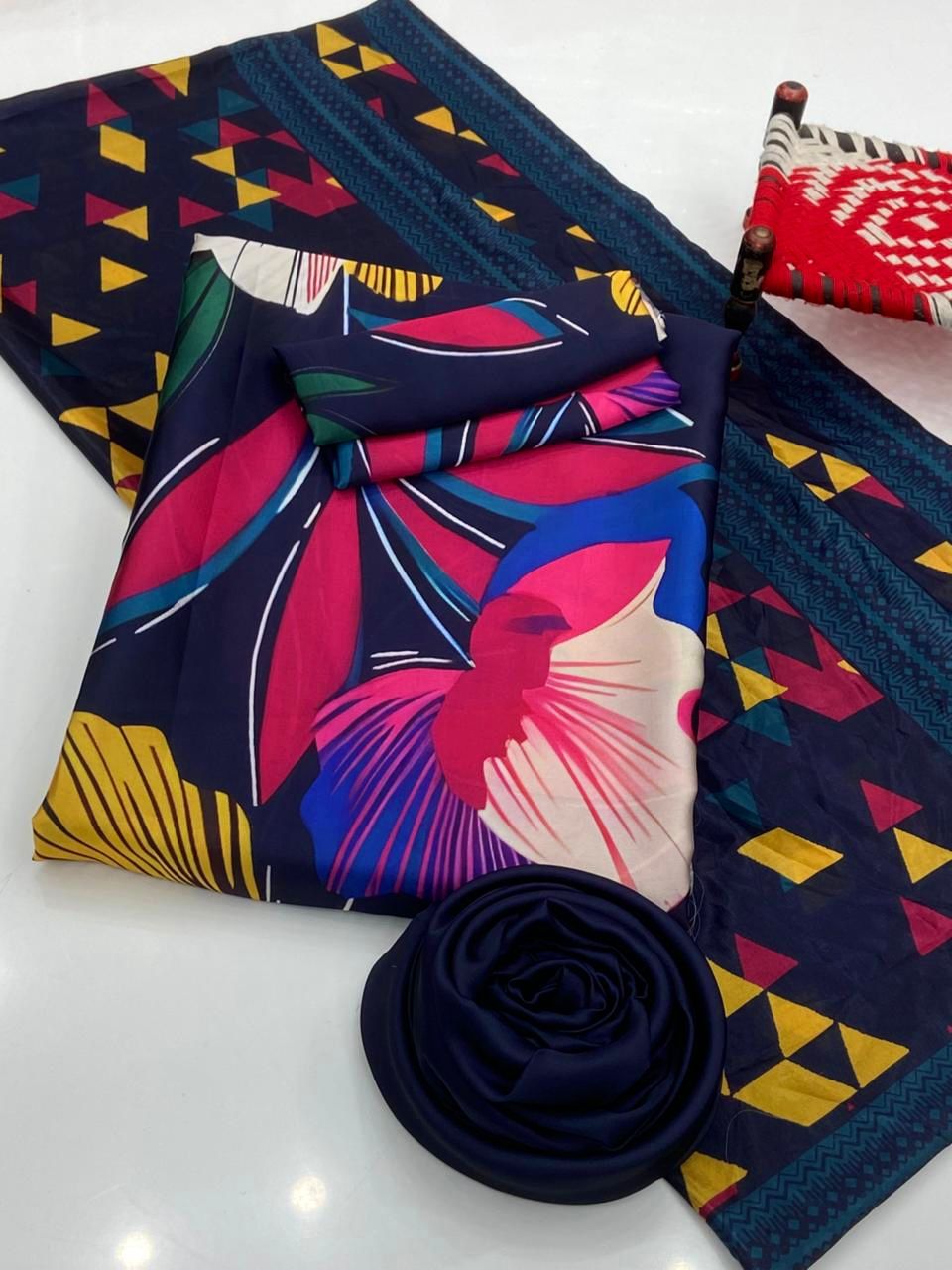 Shamoze Silk Digital Print – 3 Piece Suit